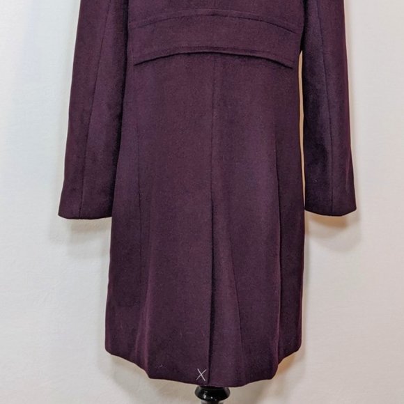 Ann Taylor Felt Purple Gold Button Trench Coat - Picture 5 of 10